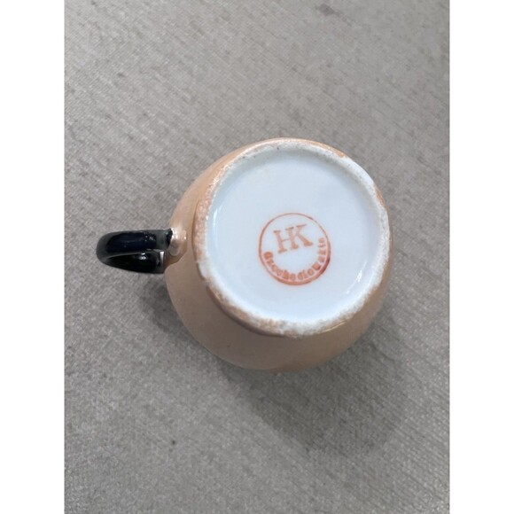 Vintage Czechoslovakia Orange Luster Ware Creamer Pitcher Black Handle Small - Picture 8 of 8